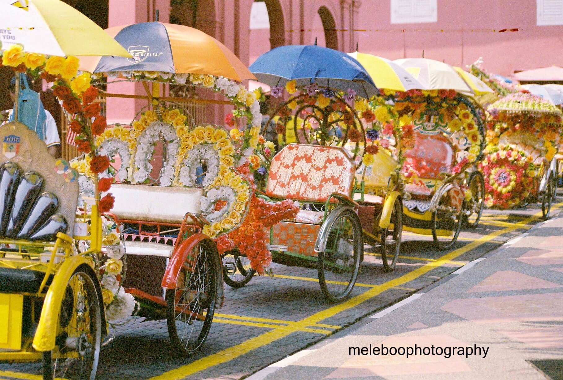 decorated rickshaws in Malacca