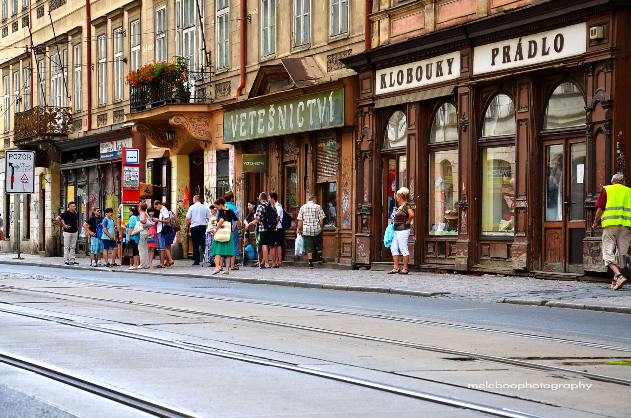 Waiting for tram in Prague